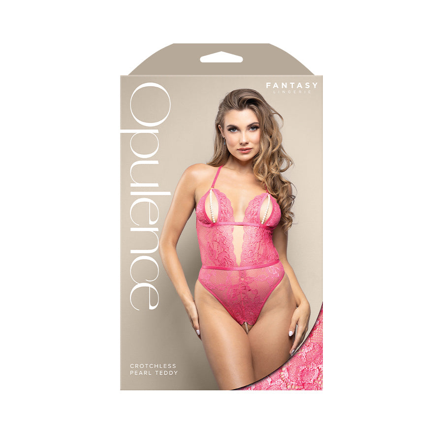 OPULENCE Crotchless Pearl Teddy SM - - S/M Size