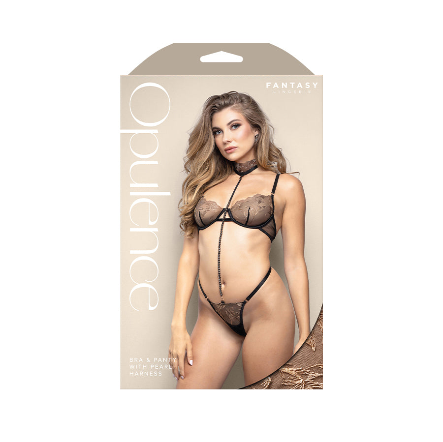 OPULENCE Bra & Panty with Pearl Harness ML - - M/L Size