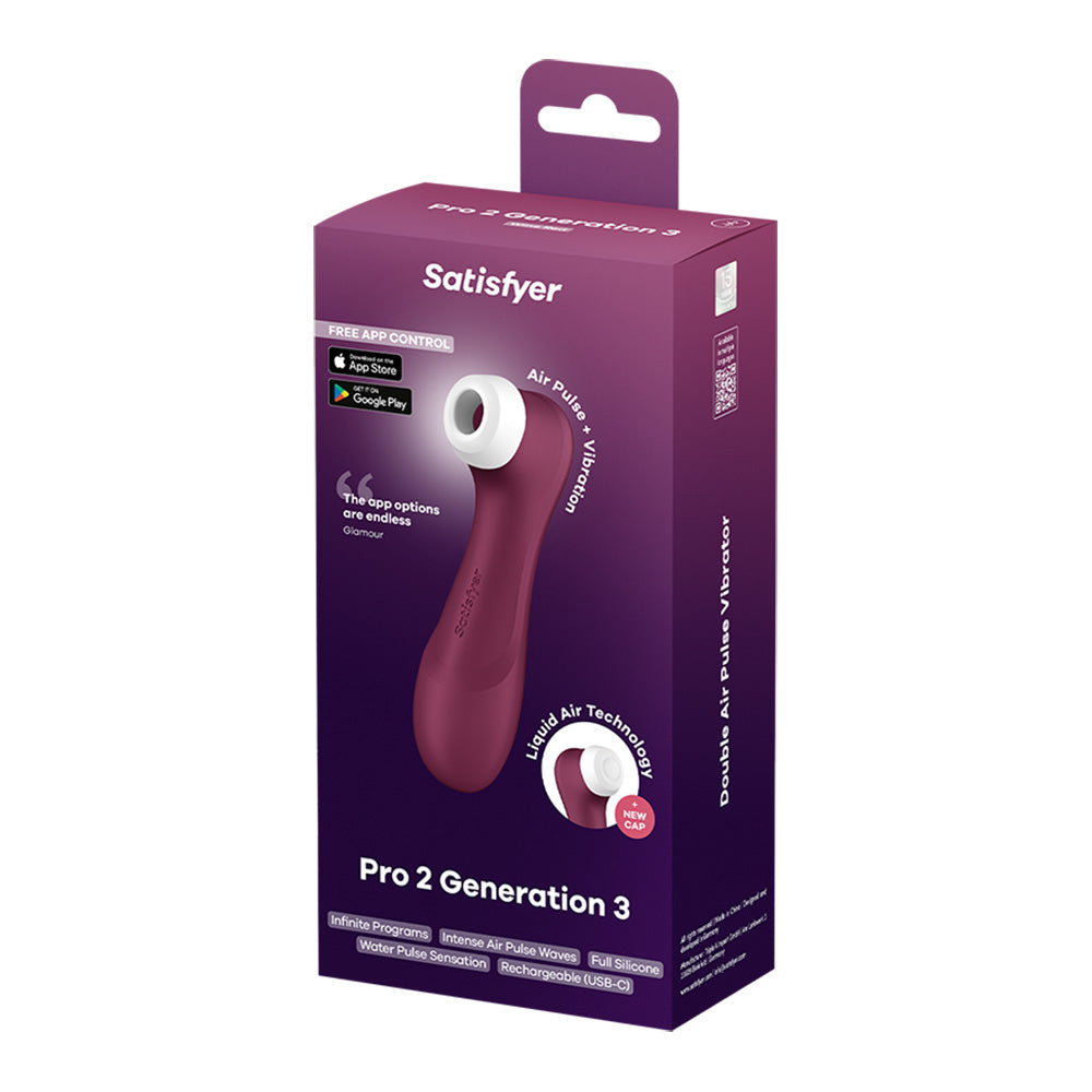Satisfyer Pro 2 Generation 3 with App Control - Wine - Wine Touch-Free USB-C Rechargeable Clitoral Stimulator