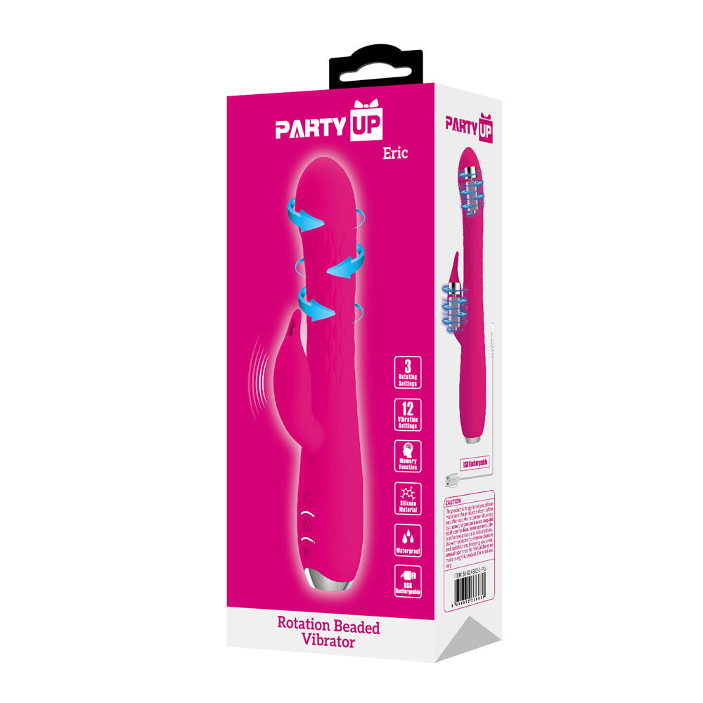 Party Up ERIC Rotating Beads Vibrator - - 20.5 cm USB Rechargeable Rabbit Vibrator with Rotating Bead Shaft