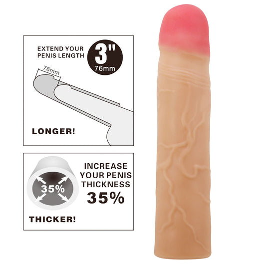 Party Up PHILIP 3 Inch Extender Sleeve - 3 Inch Penis Extender Sleeve