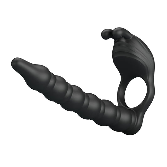 Party Up MARCUS Ring & Anal Plug - USB Rechargeable Vibrating Cock Ring with Double Penetrator