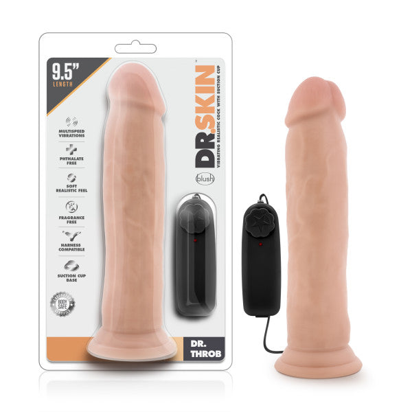 Dr. Skin Dr. Throb - 24.1 cm (9.5'') Vibrating Dong