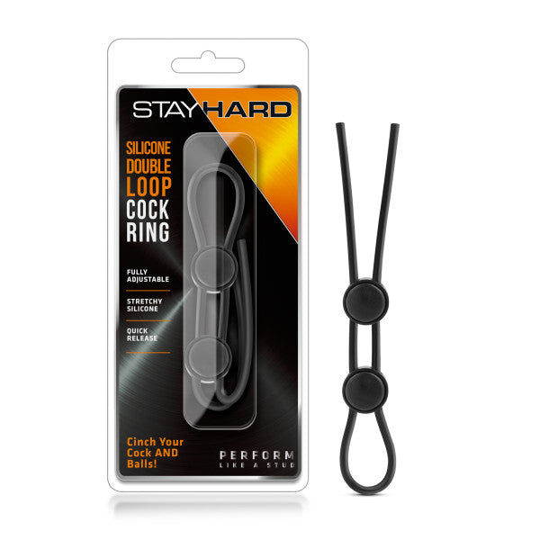 Stay Hard Silicone Double Loop Cock Ring - Adjustable Lasso Cock Ring