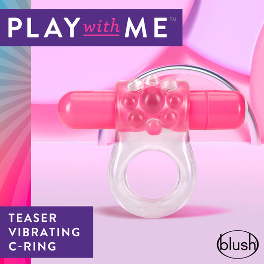 Play With Me Teaser Vibrating C-Ring - Clear/ Vibrating Cock Ring