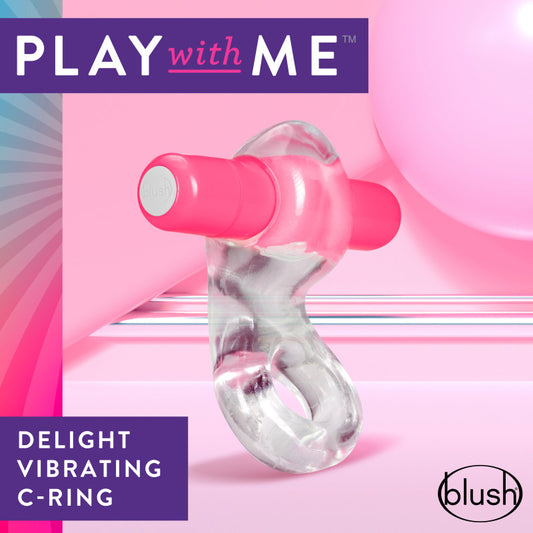 Play With Me Delight Vibrating C-Ring - Clear/ Vibrating Cock Ring