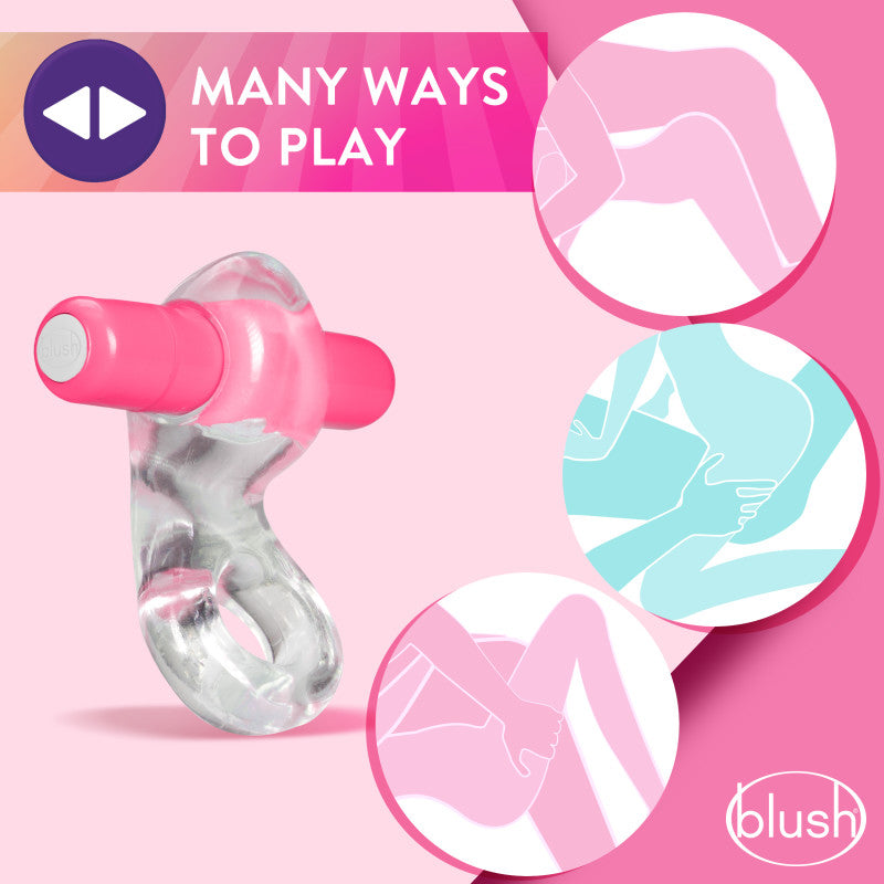 Play With Me Delight Vibrating C-Ring - Clear/ Vibrating Cock Ring