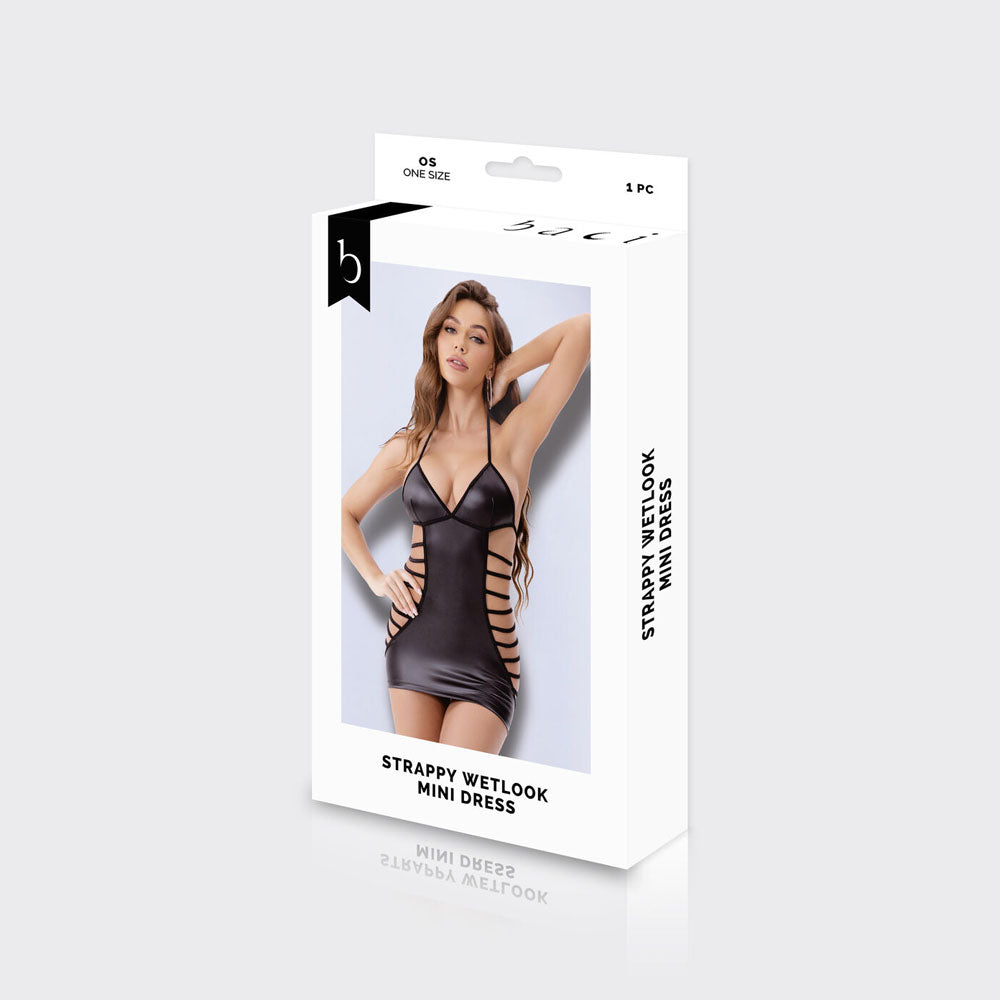 BACI WL Strappy Wetlook Mini Dress - - One Size