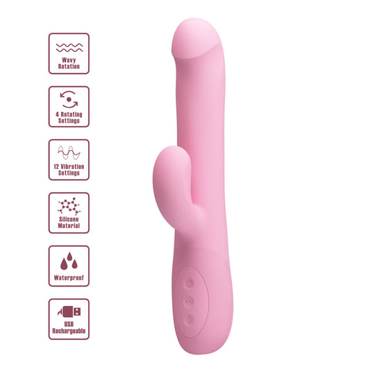 Party Up DEAN Wavy Rotation Vibe - - 23.8 cm USB Rechargeable Rotating Rabbit Vibrator