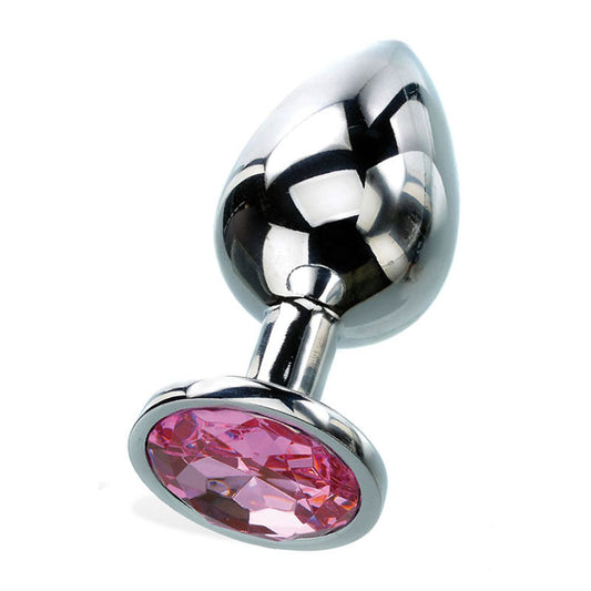 Adam & Eve Gem Anal Plug - Medium - Silver Medium 8.2 cm Metal Butt Plug with Gem