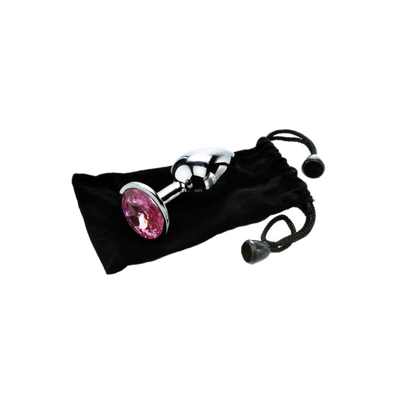 Adam & Eve Gem Anal Plug - Medium - Silver Medium 8.2 cm Metal Butt Plug with Gem
