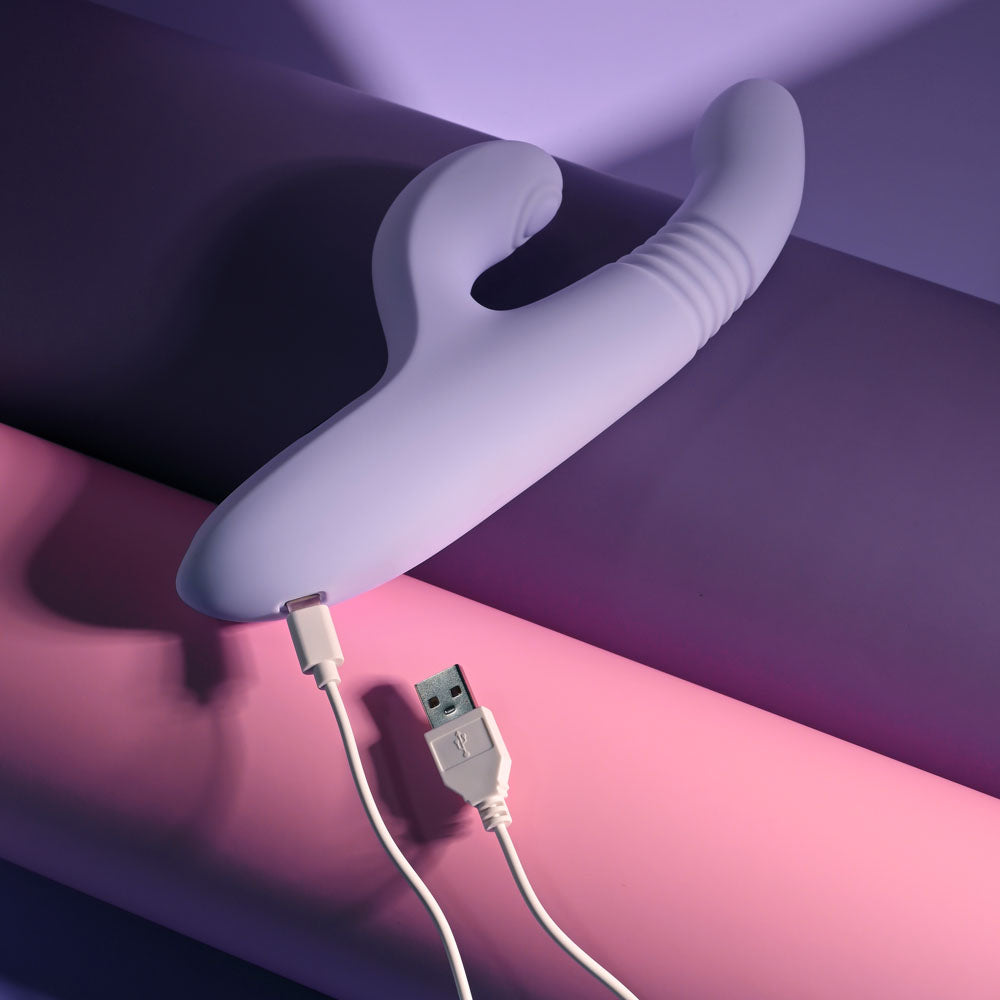Evolved PEP TALK - 23.3 cm USB Rechargeable Thrusting Vibrator with Tapping Clitoral Stimulator