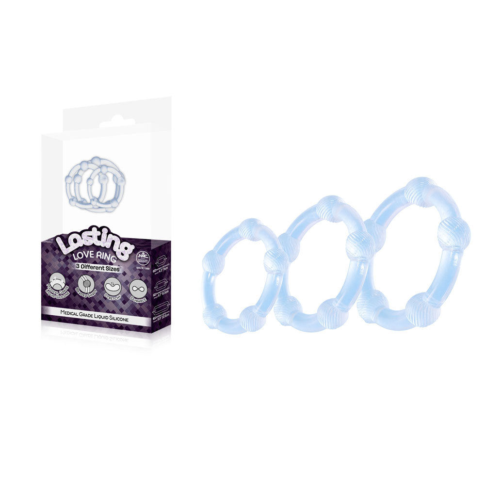 Lasting Love Ring 3 Piece Set - - Beaded Cock Rings - Set of 3 Sizes