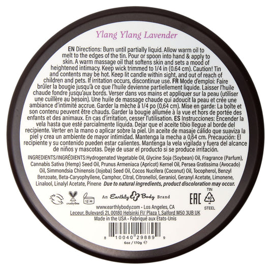 EB Aphrodisiac Massage Candle - Ylang Ylang Lavender - Ylang Ylang Lavender Scented Massage Candle - 170 g