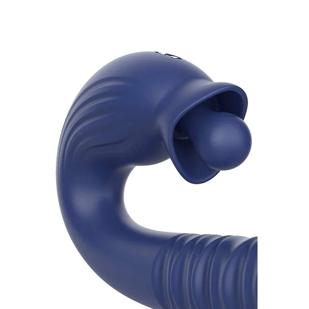 Adam & Eve THE BIG BALLER - Navy 18.8 cm USB Rechargeable Thrusting Rabbit Vibrator
