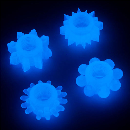 Lumino Play Penis Rings 4 Pack - Glow in the Dark Cock Rings - Set of 4