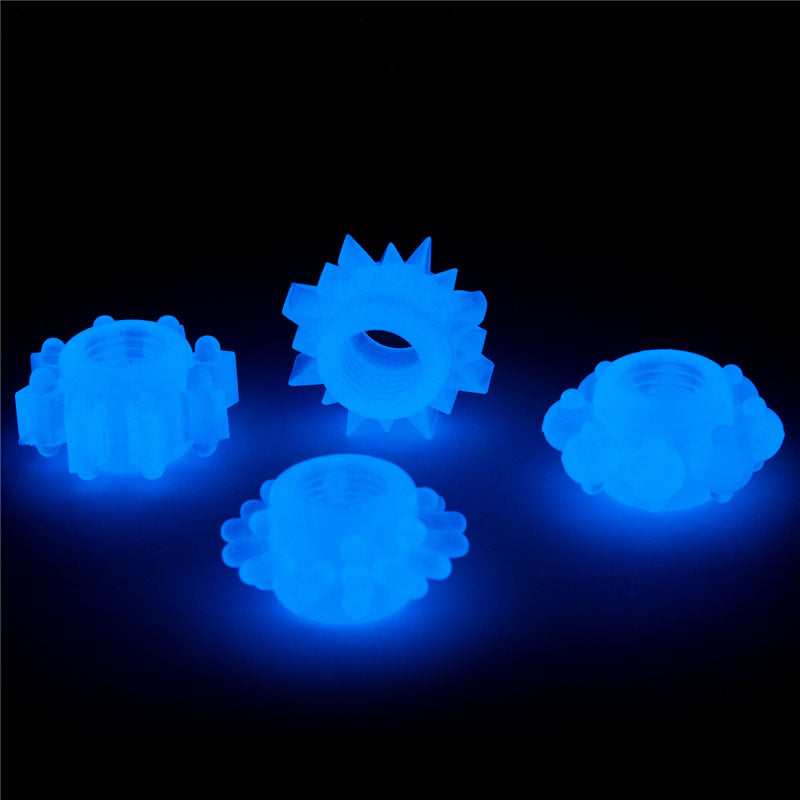 Lumino Play Penis Rings 4 Pack - Glow in the Dark Cock Rings - Set of 4