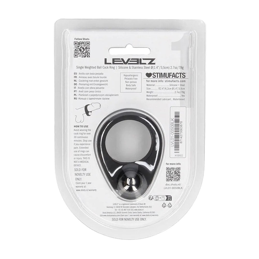 LEVELZ Single Weighted Ball Cock Ring - - Weighted Cock Ring