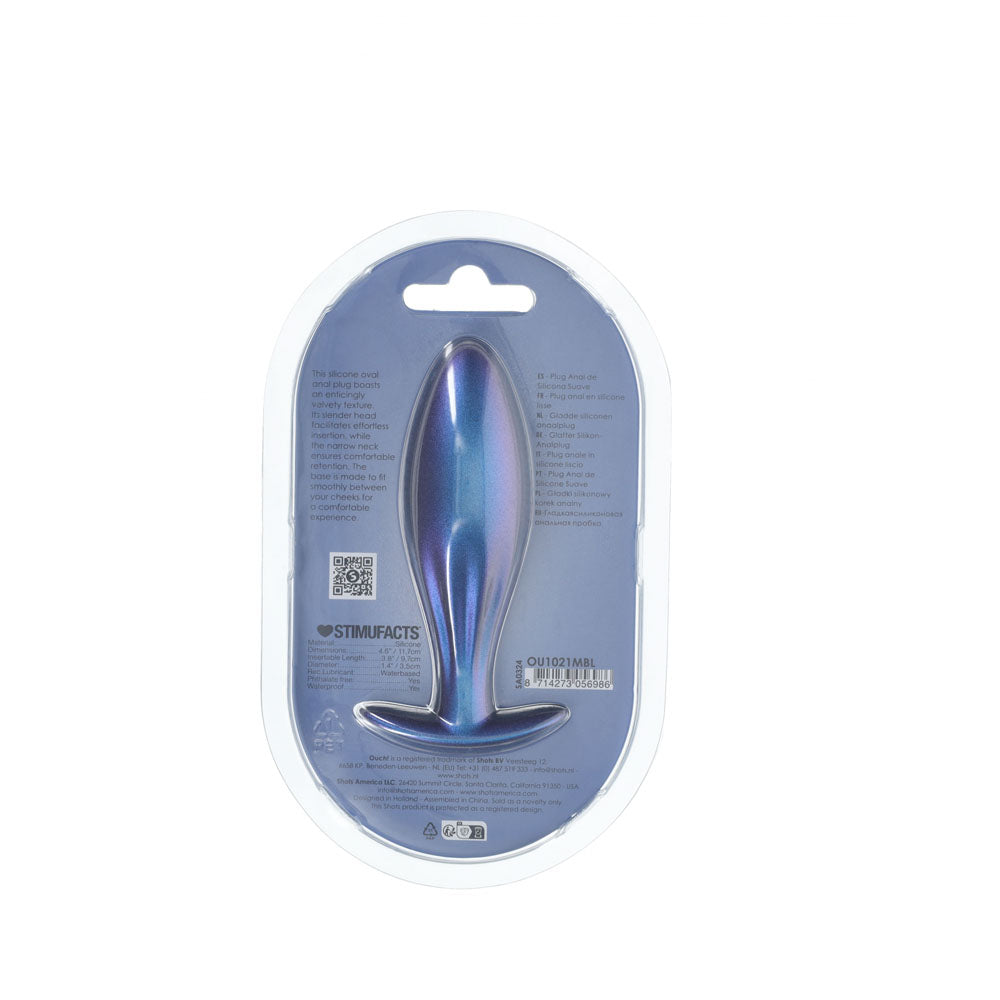 OUCH! Oval Anal Plug - Metallic - Metallic 11.7 cm Butt Plug