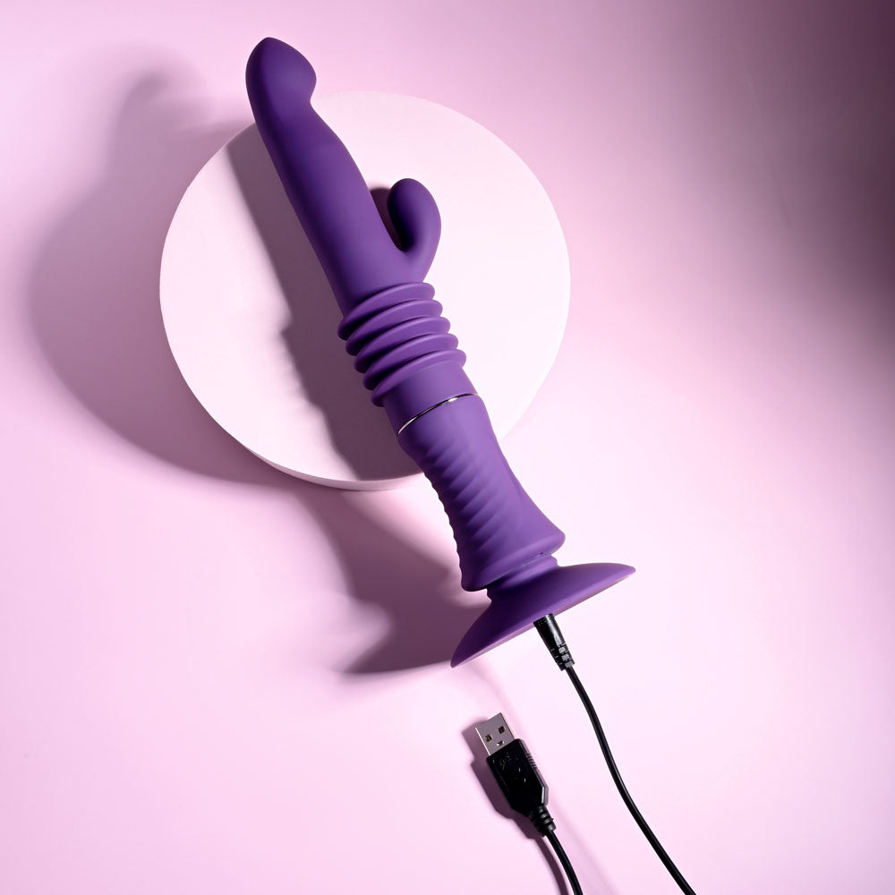 Playboy Pleasure HOPPY ENDING - 29.2 cm USB Rechargeable Thrusting Rabbit Vibrator