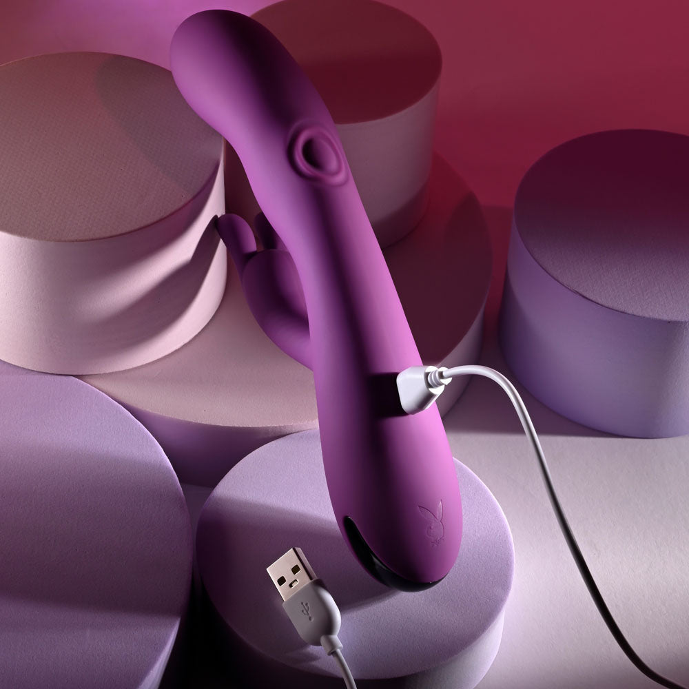 Playboy Pleasure BUSY BUNNY - 22.6 cm USB Rechargeable Rabbit Vibrator with Tapping Shaft