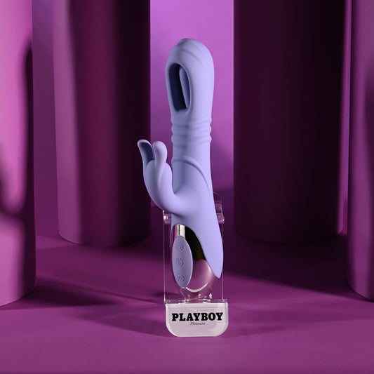 Playboy Pleasure TAP ME IN - 24.2 cm USB Rechargeable Rabbit Vibrator with Tapping Shaft