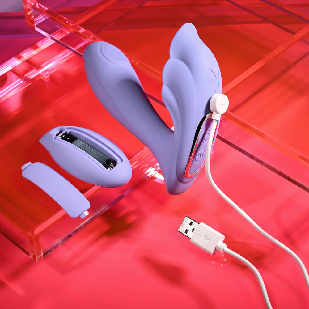Playboy Pleasure LILAC FANTASY - 13.5 cm USB Rechargeable Tapping Vibrator with Remote