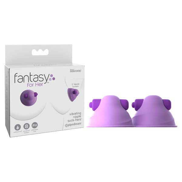 Fantasy For Her Vibrating Nipple Suck-Hers - 5 cm Vibrating Nipple Suckers - Set of 2