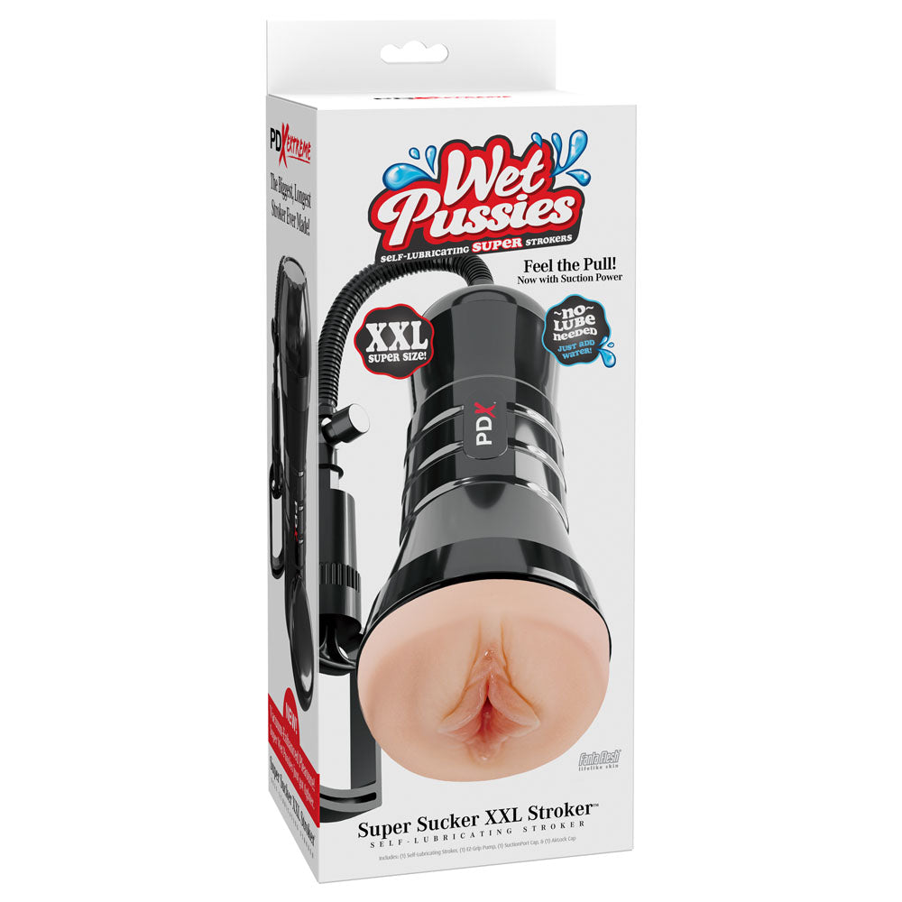 PDX Wet Pussies Super Sucker XXL Stroker - - Vagina Stroker with Suction Pump