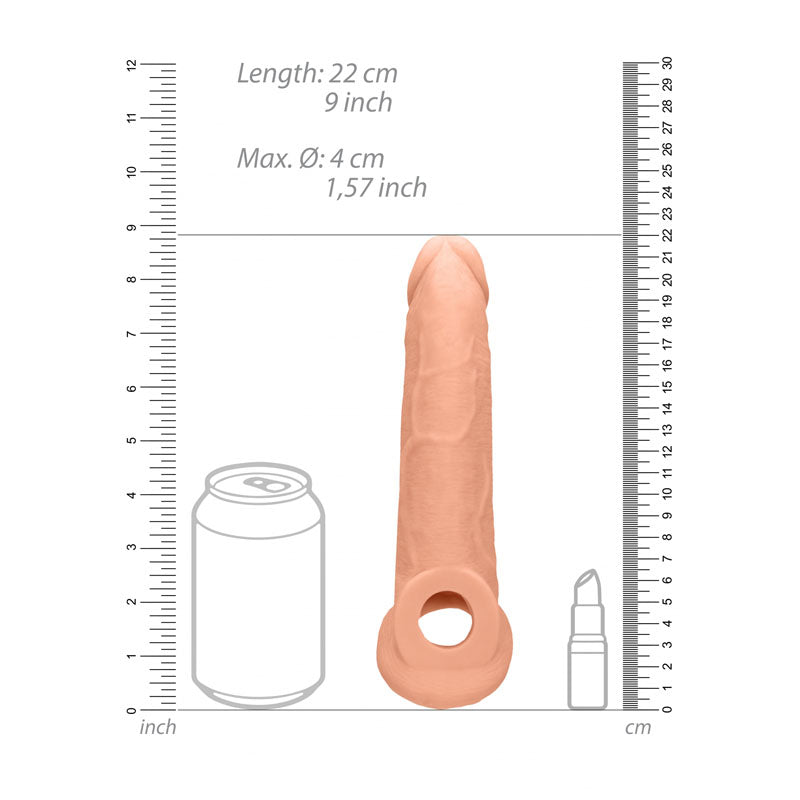 REALROCK 9'' Realistic Penis Extender with Rings - 22.9 cm Penis Extension Sleeve