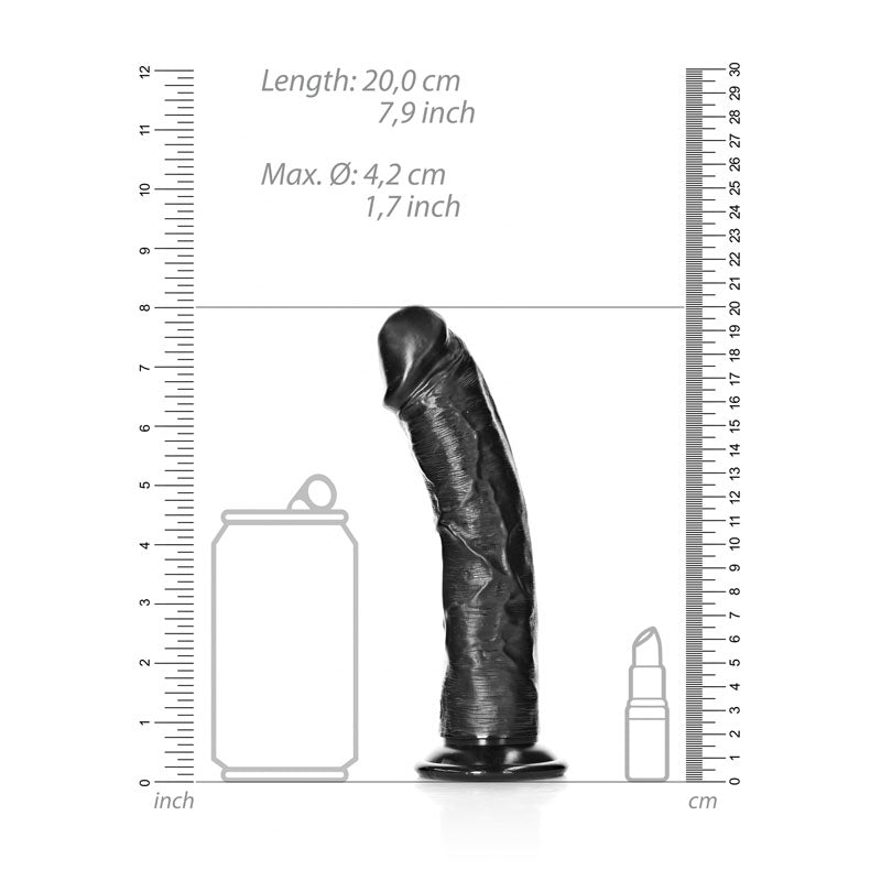 REALROCK Realistic Regular Curved Dildo with Suction Cup - 18 cm - 18 cm (7'') Dong