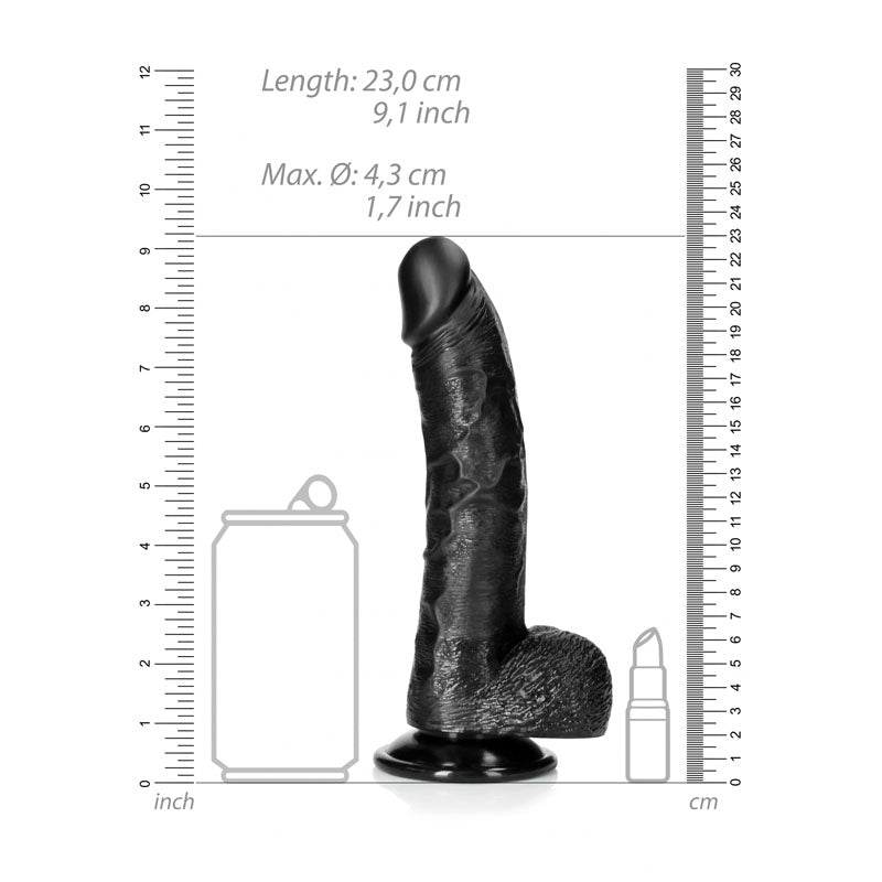 REALROCK Realistic Regular Curved Dong with Balls - 20.5 cm - 20.5 cm (8'') Dong