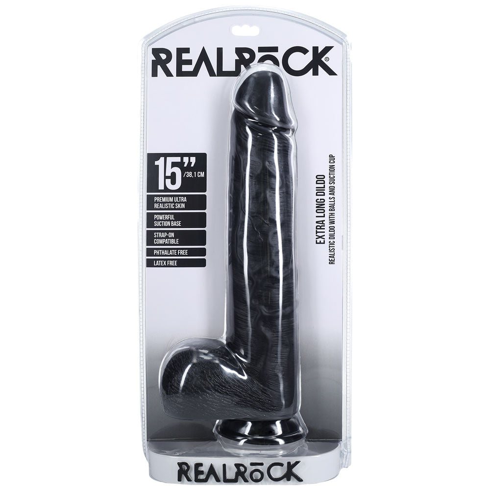 REALROCK 38cm Extra Long Dildo with Balls - - 38 cm (15'') Extra Long Dong