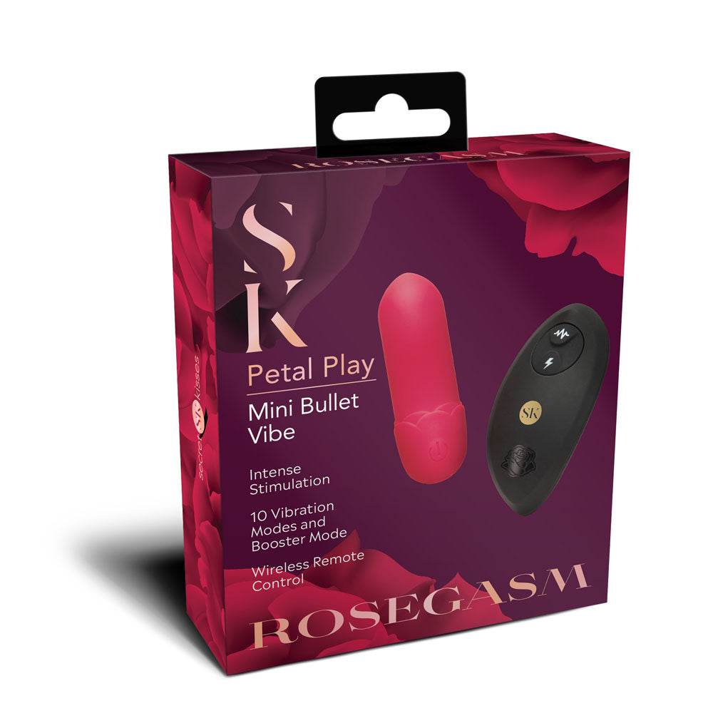 Secret Kisses ROSEGASM Petal Play Mini Bullet Vibe - 7.5 cm USB Rechargeable Bullet with Wireless Remote