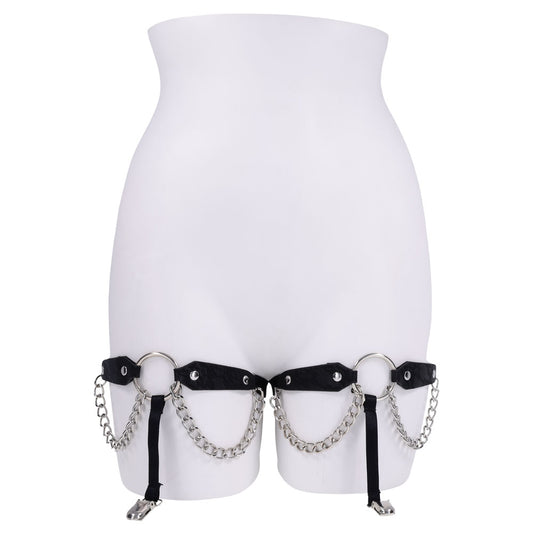 Sex & Mischief Chain Lace Garters - /Metal Garters