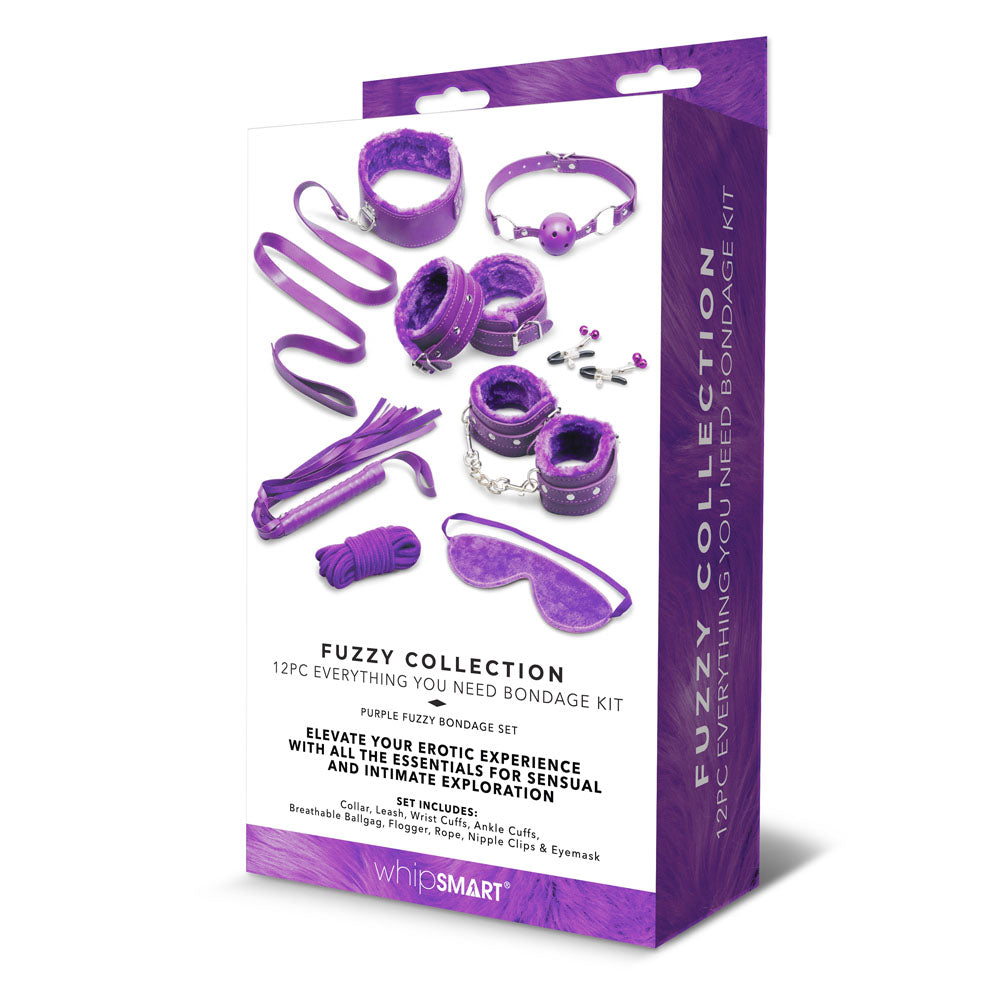 WhipSmart Fuzzy Everything You Need Bondage Kit - Bondage Kit - 12 Piece Set