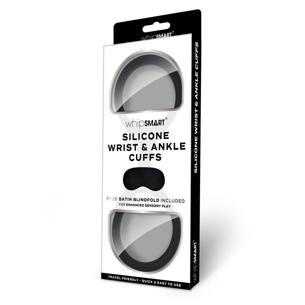 WhipSmart Silicone Wrist & Ankle Cuffs - - Restraints with Bonus Eye Mask