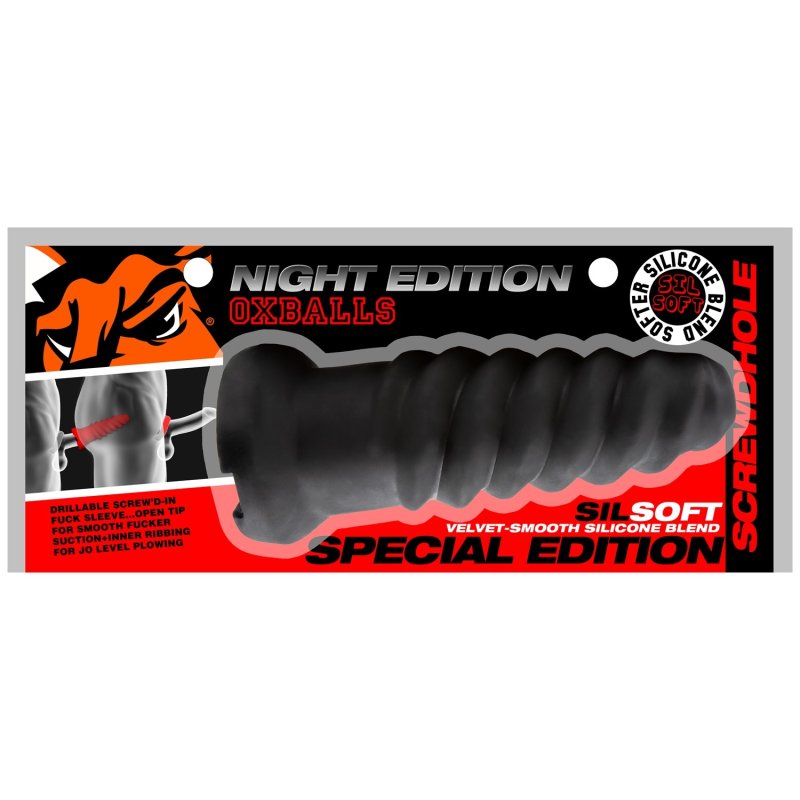 OXBALLS SCREWDHOLE screw'd-in open tip masturbator plus+SILICONE™ special edition NIGHT