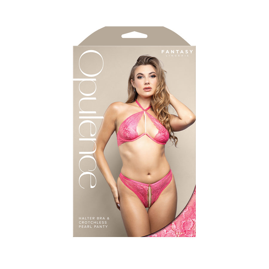 OPULENCE Halter Bra & Crotchless Pearl Panty ML -  - M/L Size