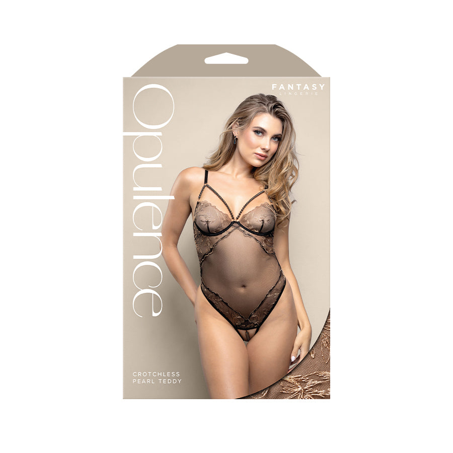 OPULENCE Crotchless Pearl Teddy ML -  - M/L Size