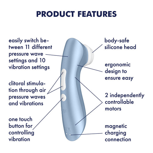Satisfyer Pro 2+ -  Touch-Free USB-Rechargeable Clitoral Stimulator with Vibration