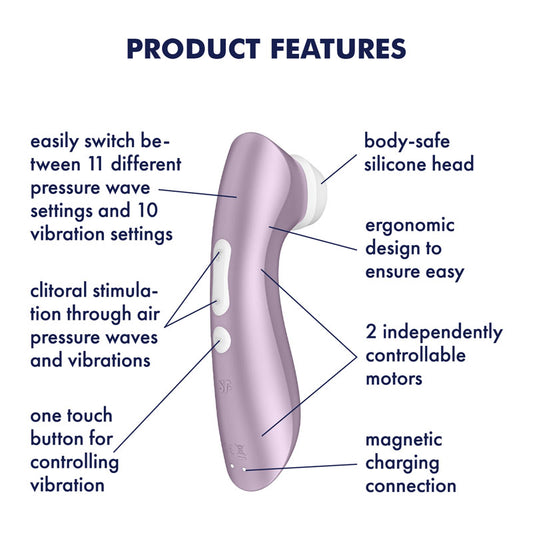 Satisfyer Pro 2+  -  Touch-Free USB-Rechargeable Clitoral Stimulator with Vibration