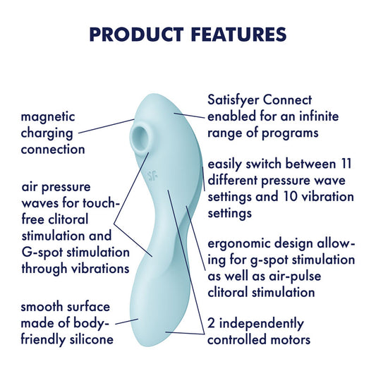 Satisfyer Curvy Trinity 5 -  USB Rechargeable Air Pulse Stimulator & Vibrator with App Control
