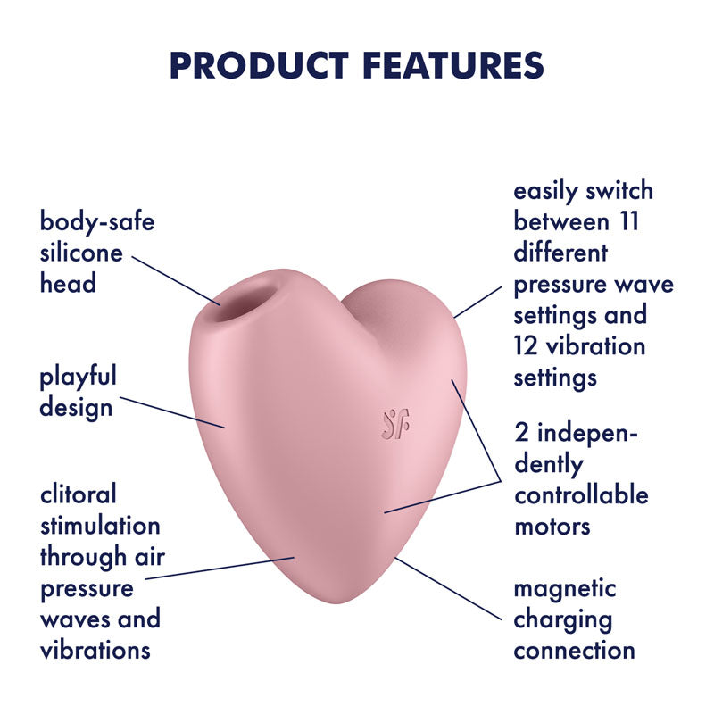 Satisfyer Cutie Heart - Light  - Light  USB Rechargeable Air Pulsation Stimulator with Vibration