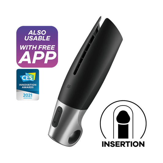 Satisfyer Power Masturbator -  USB Rechargeable Vibrating Masturbator with App Control