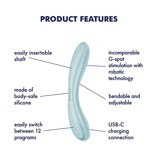 Satisfyer G-Spot Wave 2 - Ice  - Ice  23.6 cm USB Rechargeable Flicking Tip Vibrator