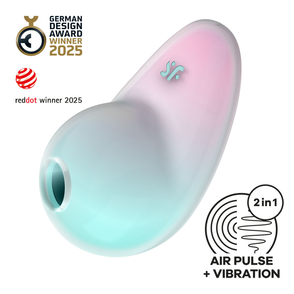 Satisfyer Pixie Dust - Mint/Pink - Mint/Pink USB Rechargeable Vibrating Air Pulse Stimulator