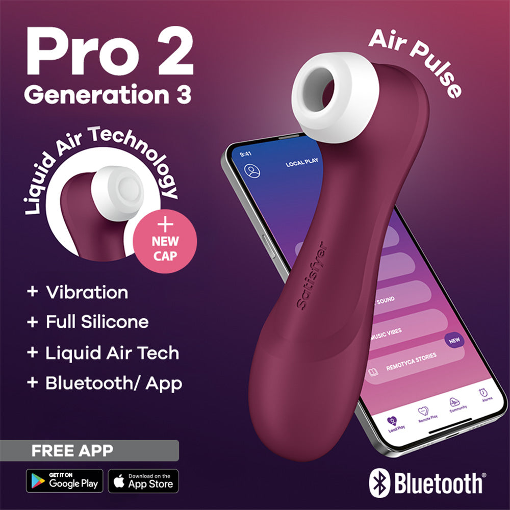 Satisfyer Pro 2 Generation 3 with App Control - Wine  - Wine  Touch-Free USB-C Rechargeable Clitoral Stimulator