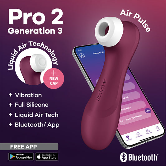 Satisfyer Pro 2 Generation 3 with App Control - Wine  - Wine  Touch-Free USB-C Rechargeable Clitoral Stimulator