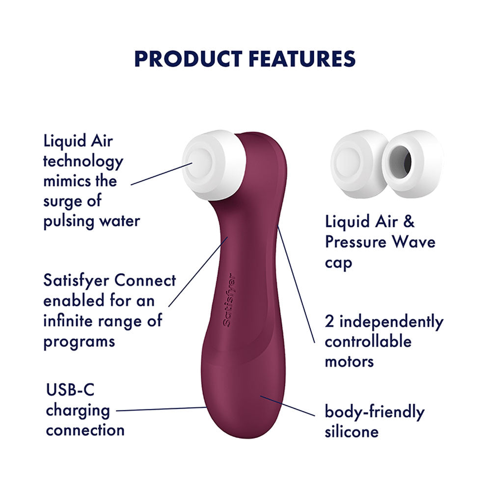 Satisfyer Pro 2 Generation 3 with App Control - Wine  - Wine  Touch-Free USB-C Rechargeable Clitoral Stimulator
